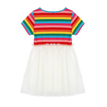BOBORA Kids Baby Girl Toddler Rainbow Striped Tutu Dresses Girls Top Party Dress Outfit Clothes J4U66
