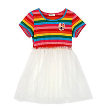 bobora kids baby girl rainbow striped tutu dresses girls top party dress outfit clothes J4U66