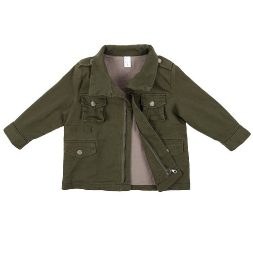 BOBORA Kids Boys Girls Unisex Army Coat Zipper Jacket Tops Three-dimensional Pocket Outerwear J4U66