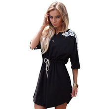BOHOWomen's Casual Short Shirt Dress Belted Short Sleeve V-Neck Beach Dresses J4U66