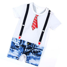 Baby Boys Short Sleeve Gentlemen Bodysuit Romper Suit Clothes J4U66
