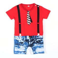 Baby Boys Short Sleeve Gentlemen Bodysuit Romper Suit Clothes J4U66
