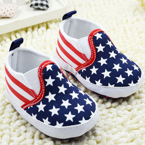 Baby First Walker Shoes Toddler Unisex Boy Girls Star Plaids Print Anti-slip Slip-on Canvas Crib Shoes  J4U66