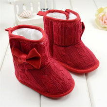 Baby Girl Boy Snow Boots Knit Bowknot Faux Fleece Soft Sole Kids Woolen Yam Knit Fur 3-18 Months J4U66