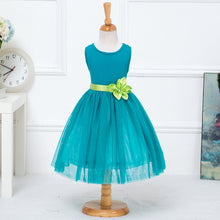 Baby Girl Princess Dress Dreamlike Lake Blue Sleeveless Green Floral Belt Dress Wedding Party Birthday Clothes J4U66