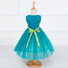 Baby Girl Princess Dress Dreamlike Lake Blue Sleeveless Green Floral Belt Dress Wedding Party Birthday Clothes J4U66