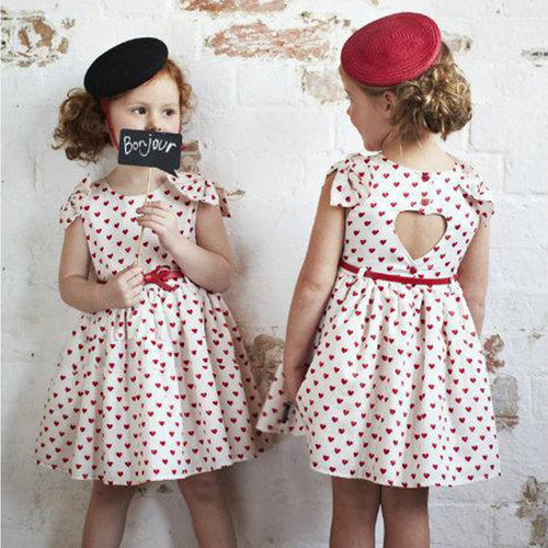 baby girls 2~7 Years bowknot love peach heart tutu princess dress kids backless chiffon dresses J4U66