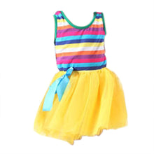 Baby Girls Puffy Dress Dancing Clothes Princess Tutu Rainbow Striped Dresses Kids Clothing J4U66