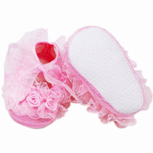 baby girls first walkers pink flowers laceborn baby shoes soft sole 2 colors J4U66