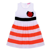 Baby Girls Flower Stripes Sleeveless Dress Toddler Kid One-piece High Waist Dresses  J4U66