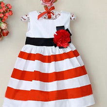 Baby Girls Flower Stripes Sleeveless Dress Toddler Kid One-piece High Waist Dresses  J4U66