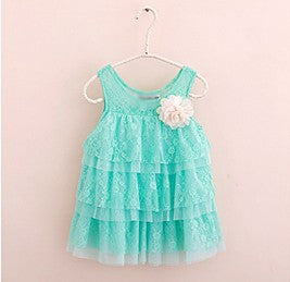 Baby Girls Lace Princess Dresses For Kids Flower Tutu Dress Children Clothing 4 Colors New J4U66