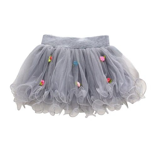 Baby Girls Rose Lace Princess Tulle Skirt Wedding Tutu Skirts 1-4Y Lovely J4U66