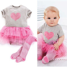 Baby Girls Toddler Puffy Tutu Dress Gauze Love Print Short Sleeve Dress Outfits Infant Clothing for  J4U66