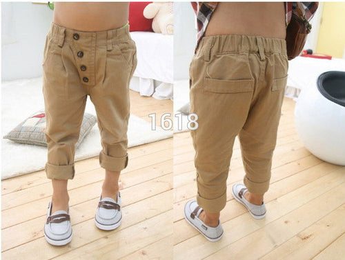 Baby Kids Boys Retro Clothes Khaki Casual Pants Straight Trousers 2-7Y Children CaprisJFY66