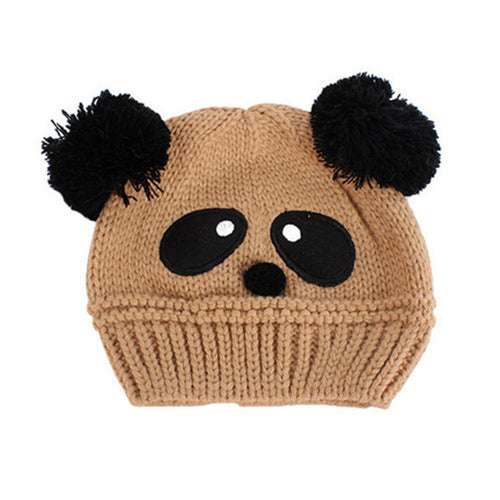 Baby Kids Cartoon Panda Ball Handmade Knitted Crochet Beanie Cap Hat New J4U66