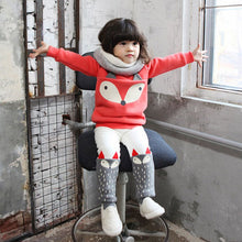 Baby Kids Girls Clothes Set Cotton Thick Velvet Outfits Long Sleeve T shirts + Pants Cartoon J4U66