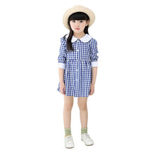 Baby Kids Girls Vogue Long Sleeve Plaid Dress Princess Collar Party Dress 0-4Y J4U66