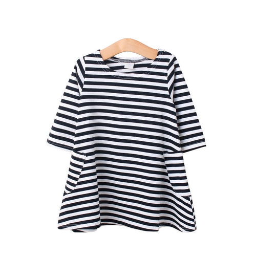 Baby & Mom Family Matching Outfits Dress Kids Pajamas Stripe Three Quater Sleeve Mother and Child Clothing J4U66