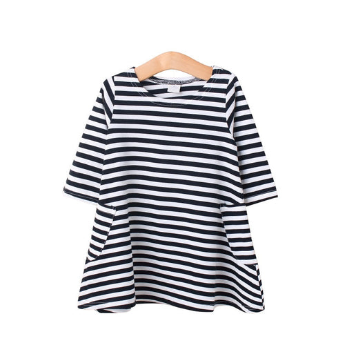 baby mom family matching outfits dress women kids pajamas stripe three quater sleeve mother and child clothing J4U66