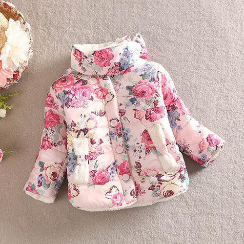 Baby Girls Cotton Floral Coat Long Sleeve Jacket Thick Warm Outerwear J4U66
