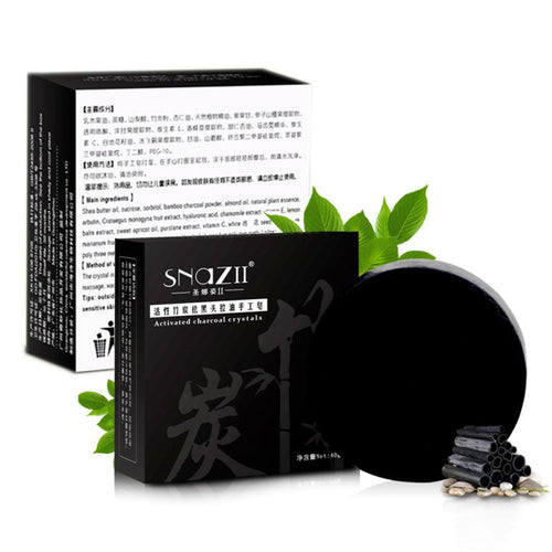 Bamboo Charcoal Handmade Soap Skin Care Treatment Natural Skin Whitening Blackhead Remover Acne Treatment Control Oil J4U66