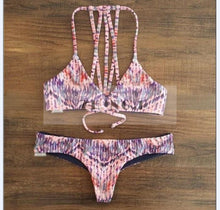 bandage bikini push up red bikini set beach wear retro geometric pattern swimwear female women swimsuit4 J4U66