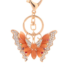beautiful multicolorcrystal rhinestone opal butterfly pendant key ring women jewelry key chain for purse handbag J4U66