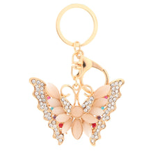 beautiful multicolorcrystal rhinestone opal butterfly pendant key ring women jewelry key chain for purse handbag J4U66
