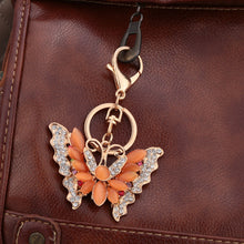 beautiful multicolorcrystal rhinestone opal butterfly pendant key ring women jewelry key chain for purse handbag J4U66
