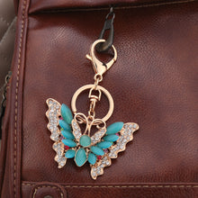 beautiful multicolorcrystal rhinestone opal butterfly pendant key ring women jewelry key chain for purse handbag J4U66