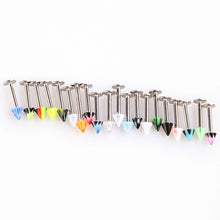 beauty 20pcs colorful stainless steel cone lip rings bars labret stud piercing J4U66