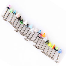 beauty 20pcs colorful stainless steel cone lip rings bars labret stud piercing J4U66
