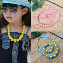 Beauty Baby Girls Cartoon Colorful Bead Necklace Bracelet Jewelry Set kids Gift J4U66