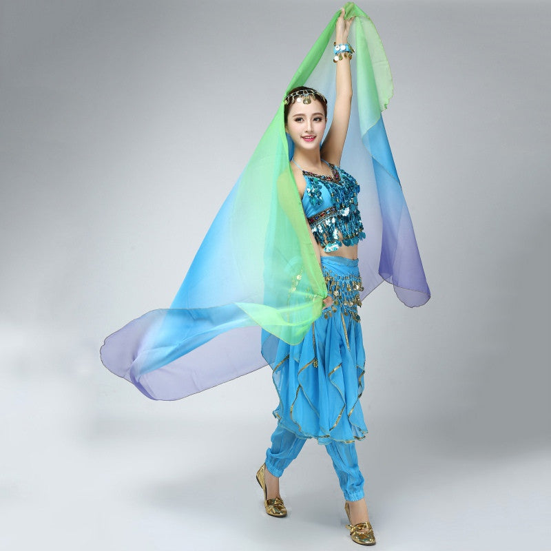 Belly Dancing Costumes cChiffon Yarn Scarf Solid Belly Dance Veils Stage Performance Props J4U66