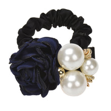 Pearls Beads Rose Flower Hair Band Rope Scrunchie Ponytail Holder Girls Headdress Hair Ropes Gift J4U66