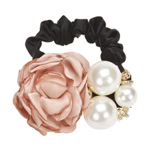 Pearls Beads Rose Flower Hair Band Rope Scrunchie Ponytail Holder Girls Headdress Hair Ropes Gift J4U66