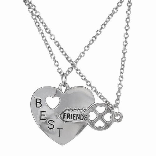 Best Friend Friendship Broken Heart Pendant Necklace Gifts For friends 2pc Sliver Heart Shape Necklaces J4U66
