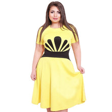 Big Size Women Clothes 6XL Dresses O-Neck Short Sleeve Knee-Length Fit and Flare Dresses Casual Clothing J4U66