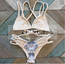 bikini sets beachwear bandage bikini sweet floral push up top swimsuit ladies sexy beach swimwear biquini blue J4U66