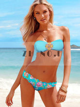 bikini sets beachwear bandage bikini sweet floral push up top swimsuit ladies sexy beach swimwear biquini blue J4U66