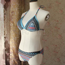 bikinis women hot sexy swimwear push up bikini set brazilian halter bandage blue gradient bathing suit female swimwearc222 J4U66