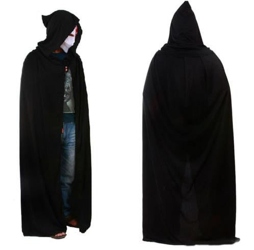 Black Halloween Costume Theater Prop Death Hoody Cloak Devil Long Tippet Cape J4U66
