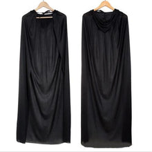 Black Halloween Costume Theater Prop Death Hoody Cloak Devil Long Tippet Cape J4U66