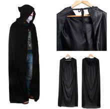 Black Halloween Costume Theater Prop Death Hoody Cloak Devil Long Tippet Cape J4U66