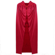 Black Halloween Costume Theater Prop Death Robe Red Velvet Hooded Gothic Hoody Cloak  J4U66