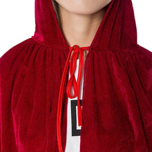 Black Halloween Costume Theater Prop Death Robe Red Velvet Hooded Gothic Hoody Cloak  J4U66