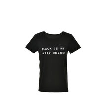 Black Is My Happy Color Letter Women Men Black O Neck Cotton T Shirts Printing Tee Black Tops Lady T-shirt J4U66