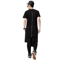 Black White T shirt XXL Long Back Zipper Streetwear Swag Man Hip Hop Skateboard T-shirt Top Tee Men Clothing J4U66