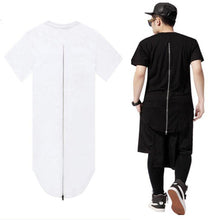 Black White T shirt XXL Long Back Zipper Streetwear Swag Man Hip Hop Skateboard T-shirt Top Tee Men Clothing J4U66